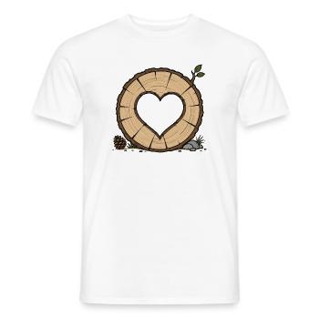 Heart in Tree Trunk Slice - Men's T-Shirt - white - Front - AI Model Male 178 dark (178cm)