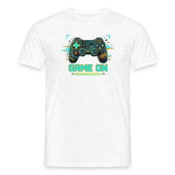 GAME ON - Retro Pixel Controller - Männer T-Shirt - Weiß - Vorne - AI Model Male 178 dark (178cm)