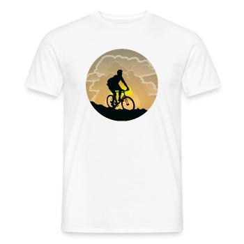 Bicycle, Cyclist at sunset, Cycling - Men's T-Shirt - white - Front - AI Model Male 178 dark (178cm)