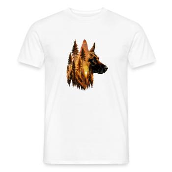 Belgian Malinois Forest Shepherd Art - Men's T-Shirt - white - Front - AI Model Male 178 dark (178cm)