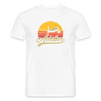 Logo rétro Aviator Sunset - T-shirt homme - blanc - Devant - AI Model Male 178 dark (178cm)