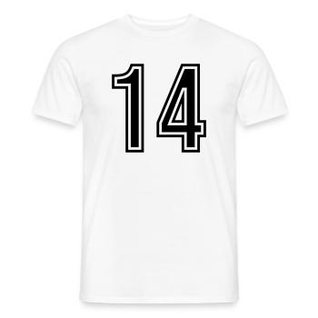 14 Number Symbol - Men's T-Shirt - white - Front - AI Model Male 178 dark (178cm)