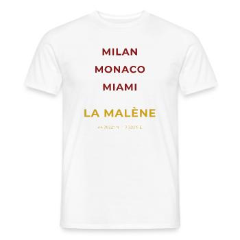 La Malène Lozère - Miami - Monaco - Milan - T-shirt homme - blanc - Devant - AI Model Male 178 dark (178cm)