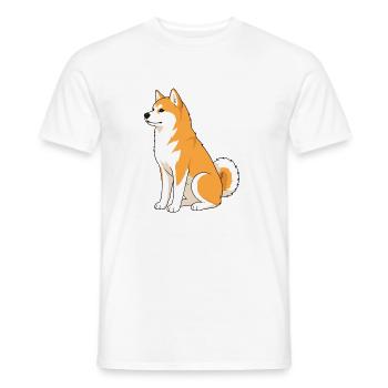 Illustration joyeuse de Shiba Inu - T-shirt homme - blanc - Devant - AI Model Male 178 dark (178cm)
