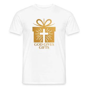 Dieu donne des cadeaux - couleur sable - T-shirt homme - blanc - Devant - AI Model Male 178 dark (178cm)