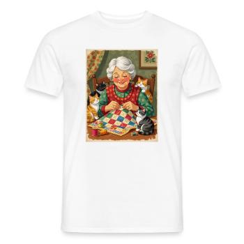 Grandma's Cat Quilt Atelier - Men's T-Shirt - white - Front - AI Model Male 178 dark (178cm)