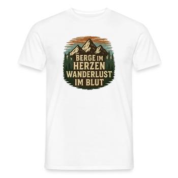Berge im Herzen – Wanderlust im Blut - Männer T-Shirt - Weiß - Vorne - AI Model Male 178 dark (178cm)