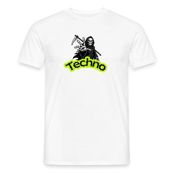 Neon Grim Techno Skull - Men's T-Shirt - white - Front - AI Model Male 178 dark (178cm)