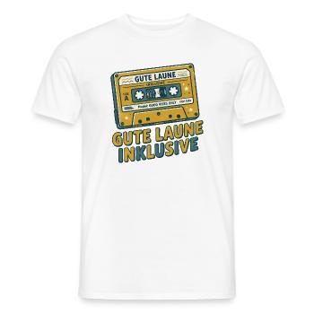 Musikkassette Retro-Design – Gute Laune inklusive - Männer T-Shirt - Weiß - Vorne - AI Model Male 178 dark (178cm)