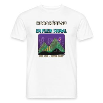 Montagnes au Plein Signal Graphique - T-shirt homme - blanc - Devant - AI Model Male 178 dark (178cm)