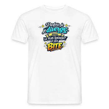 Parfois je diverge, mais le plus souvent... - T-shirt homme - blanc - Devant - AI Model Male 178 dark (178cm)