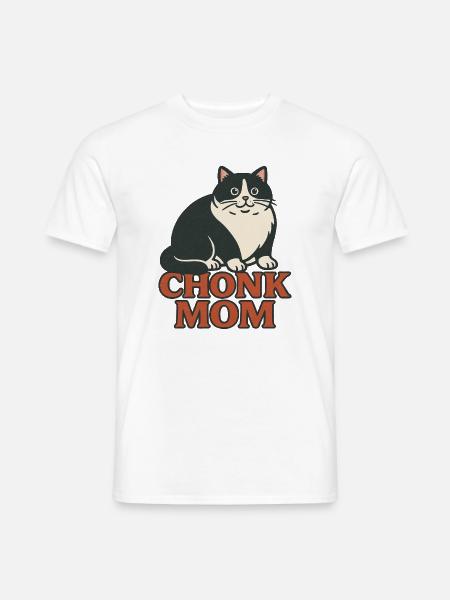 Chonk Mom Cat Retro Emblem - Men's T-Shirt - white