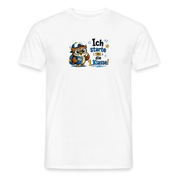 Ich starte in die 1. Klasse Eulen Design - Männer T-Shirt - Weiß - Vorne - AI Model Male 178 dark (178cm)