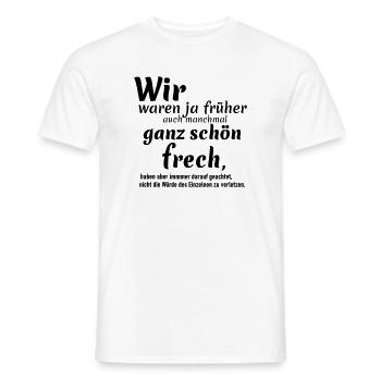 früher auch frech - Männer T-Shirt - Weiß - Vorne - AI Model Male 178 dark (178cm)