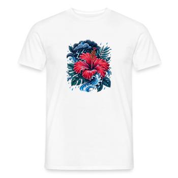 Vague d’orage d’hibiscus - T-shirt homme - blanc - Devant - AI Model Male 178 dark (178cm)