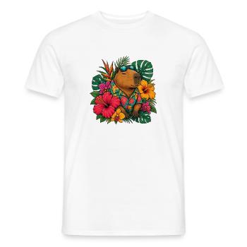 Ours hawaïen avec hibiscus - T-shirt homme - blanc - Devant - AI Model Male 178 dark (178cm)