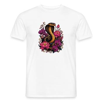 Cobra and flower magic - Men's T-Shirt - white - Front - AI Model Male 178 dark (178cm)