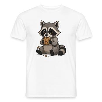 Raton laveur câlin avec biscuit - T-shirt homme - blanc - Devant - AI Model Male 178 dark (178cm)