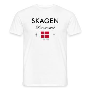 Skagen, Denmark, coordinates, travel, souvenir - Men's T-Shirt - white - Front - AI Model Male 178 dark (178cm)