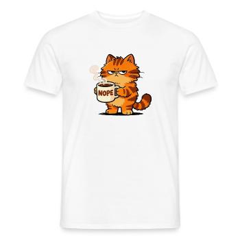 Mürrische Katze Kaffee Nope Spruch - Männer T-Shirt - Weiß - Vorne - AI Model Male 178 dark (178cm)