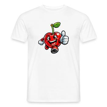 Pouce en l’air de la cerise - T-shirt homme - blanc - Devant - AI Model Male 178 dark (178cm)