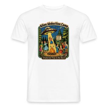 Camp d’enlèvement extraterrestre : Voyages imprévus - T-shirt homme - blanc - Devant - AI Model Male 178 dark (178cm)