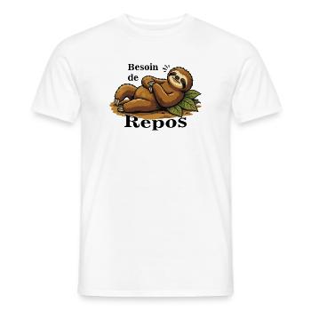 Paresseux Détendu Sur Feuilles - T-shirt homme - blanc - Devant - AI Model Male 178 dark (178cm)