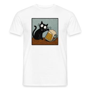 Beer Cat, Beer Lover, Beer Drinking, Cats - Men's T-Shirt - white - Front - AI Model Male 178 dark (178cm)