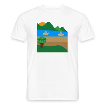 Bateaux au bord du lac et montagnes - T-shirt homme - blanc - Devant - AI Model Male 178 dark (178cm)