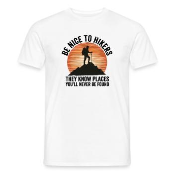 Hiking - Outdoor Adventure - Be Nice to Hikers - Men's T-Shirt - white - Front - AI Model Male 178 dark (178cm)