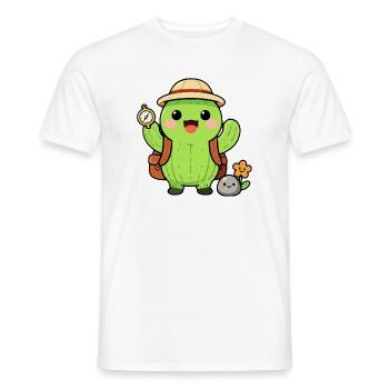 Cactus explorateur avec sac à dos - T-shirt homme - blanc - Devant - AI Model Male 178 dark (178cm)