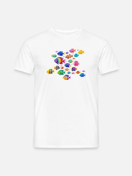 Bunte Tropenfische Illustration - Männer T-Shirt - Weiß
