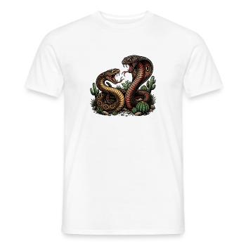 Two angry snakes - Men's T-Shirt - white - Front - AI Model Male 178 dark (178cm)