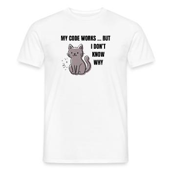 My Code Works - Lustige Programmierer Katze - Männer T-Shirt - Weiß - Vorne - AI Model Male 178 dark (178cm)