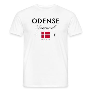 Odense Dänemark Koordinaten Reise Souvenir - Männer T-Shirt - Weiß - Vorne - AI Model Male 178 dark (178cm)