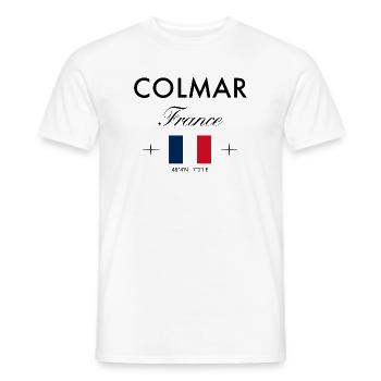 Colmar France Coordinates Travel Souvenir - Men's T-Shirt - white - Front - AI Model Male 178 dark (178cm)