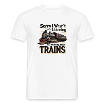 Train Saying Locomotive Design - Men's T-Shirt - white - Front - AI Model Male 178 dark (178cm)
