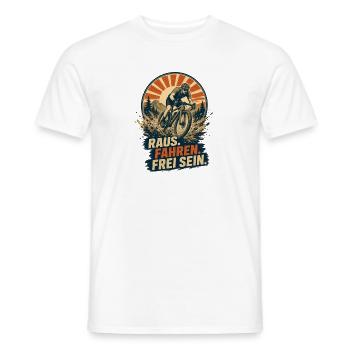 Raus. Fahren. Frei sein. – Gravelbike - Männer T-Shirt - Weiß - Vorne - AI Model Male 178 dark (178cm)