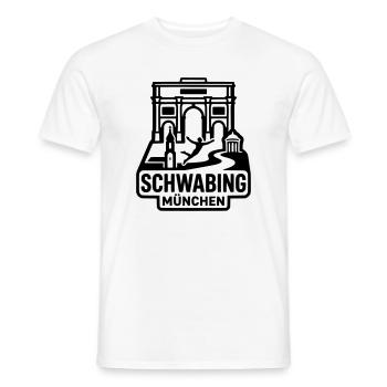 München Schwabing – Minimalistisches Skyline  - Männer T-Shirt - Weiß - Vorne - AI Model Male 178 dark (178cm)