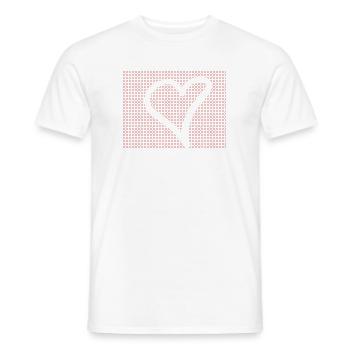 Contour du cœur en point rouge - T-shirt homme - blanc - Devant - AI Model Male 178 dark (178cm)