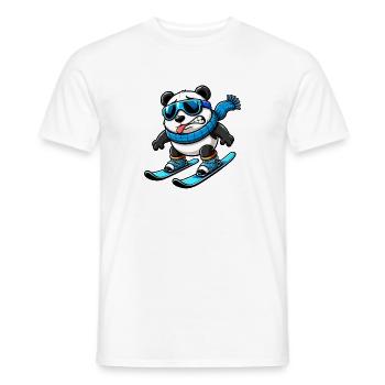 Panda Skier Winter Comic Funny - Men's T-Shirt - white - Front - AI Model Male 178 dark (178cm)