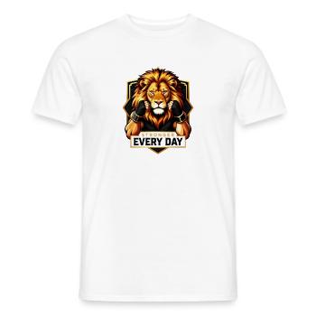 Lion Power: Stronger Every Day - Men's T-Shirt - white - Front - AI Model Male 178 dark (178cm)