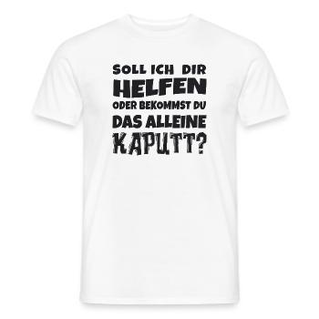 Soll ich dir helfen? Humor Spruch - Männer T-Shirt - Weiß - Vorne - AI Model Male 178 dark (178cm)