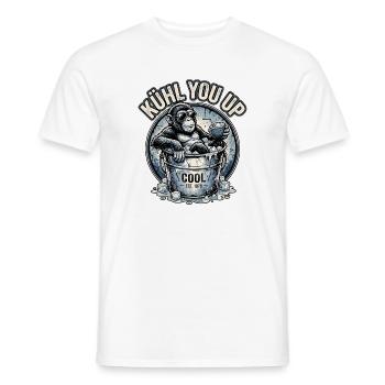 Singe cool sur la glace - T-shirt homme - blanc - Devant - AI Model Male 178 dark (178cm)
