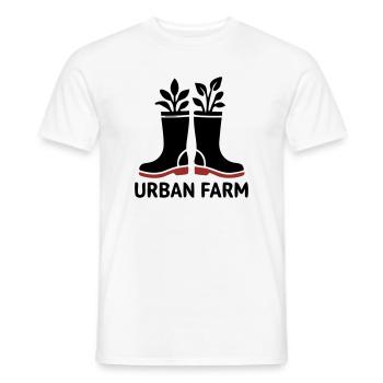 Urban Farm Rubber Boots Logo - Men's T-Shirt - white - Front - AI Model Male 178 dark (178cm)