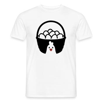 Icône du poulet en panier à œufs - T-shirt homme - blanc - Devant - AI Model Male 178 dark (178cm)
