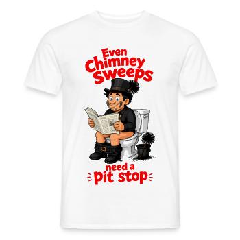 Pit stop chimney brush - Men's T-Shirt - white - Front - AI Model Male 178 dark (178cm)
