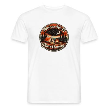 Moins de Wi-Fi plus de Camping - T-shirt homme - blanc - Devant - AI Model Male 178 dark (178cm)