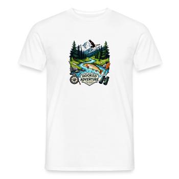 Hooked on Adventure: Mountain River Angling - Men's T-Shirt - white - Front - AI Model Male 178 dark (178cm)