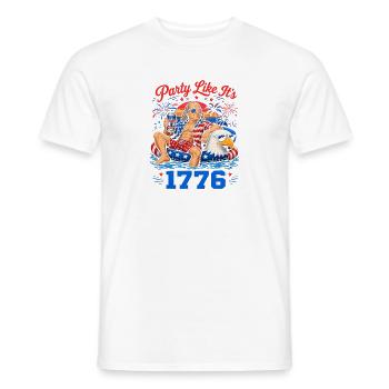 Celebrate like in 1776! Ben Franklin, July 4 - Men's T-Shirt - white - Front - AI Model Male 178 dark (178cm)